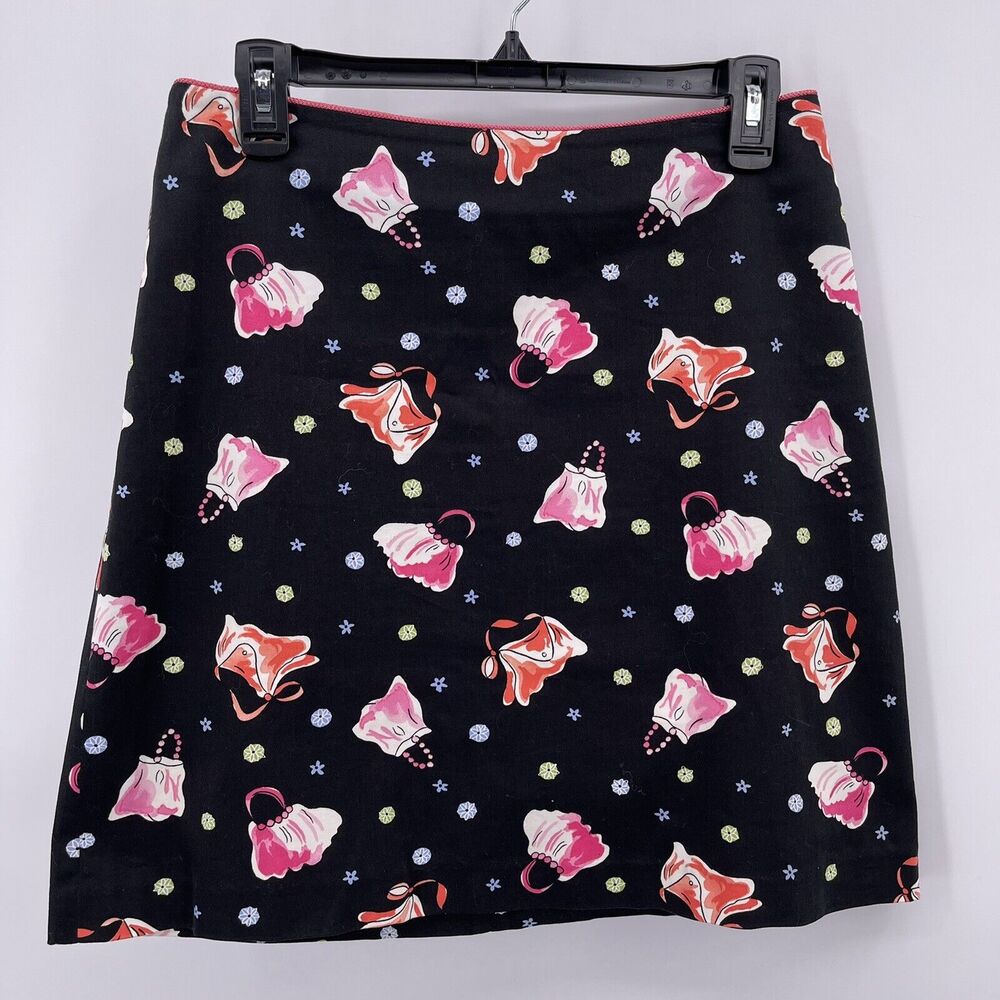 Randi M Sz 6 Black Skirt Purse Pattern Handbag Design Cotton Stretch A Line Mini
